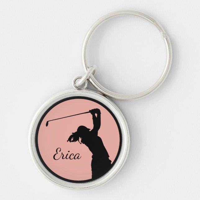 Llavero Golf Chica Golfer Golf Personalizado Golf (Frente)