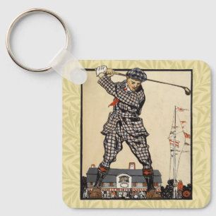Llavero Golf Golfer Vintage Antiguo Golfing