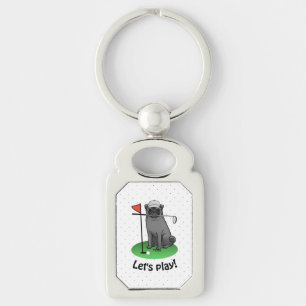 Llavero Golf Pug Jugando Golf (negro) Cute Dog Funny