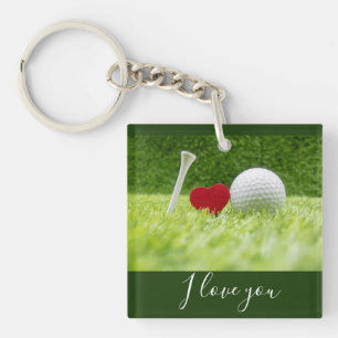 Llavero Golf te amo con tee y golf bola con amor