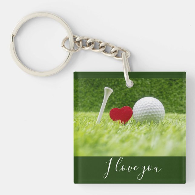 Llavero Golf te amo con tee y golf bola con amor (Frente)