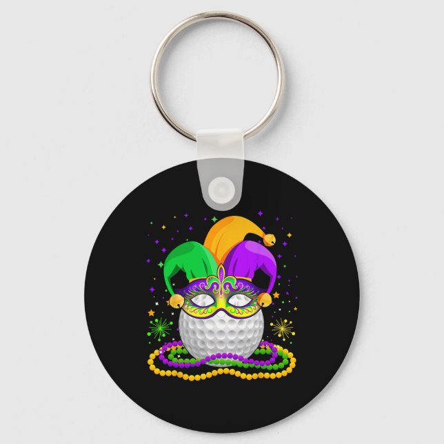 Llavero Golf Wearing Jester Gorra Masked Beads Mardi Gras  (Anverso)