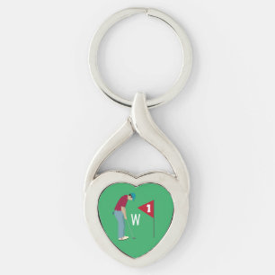 Llavero Golfer verde que forma el corazón de la bola