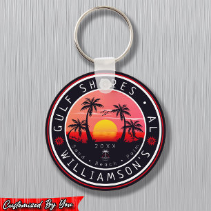 Llavero Golfo Costero Alabama Retro Sunset Souvenirs 80