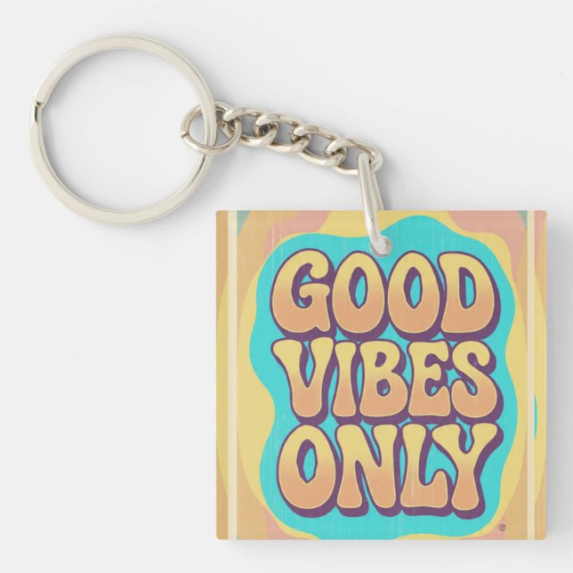 Llavero Good vibes only retro groovy style (Frente)