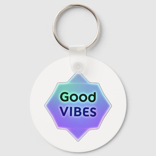 Llavero "Good Vibes" Text on Gradient Star Shape (Anverso)