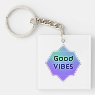 Llavero "Good Vibes" Text on Gradient Star Shape