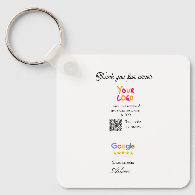 Llavero Google review business logo website scan QR code (Anverso)