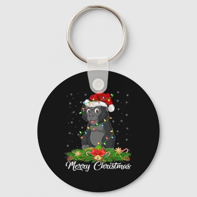 Llavero Gorilla Animal Lover Coincide Con Santa Hat Gorill (Anverso)