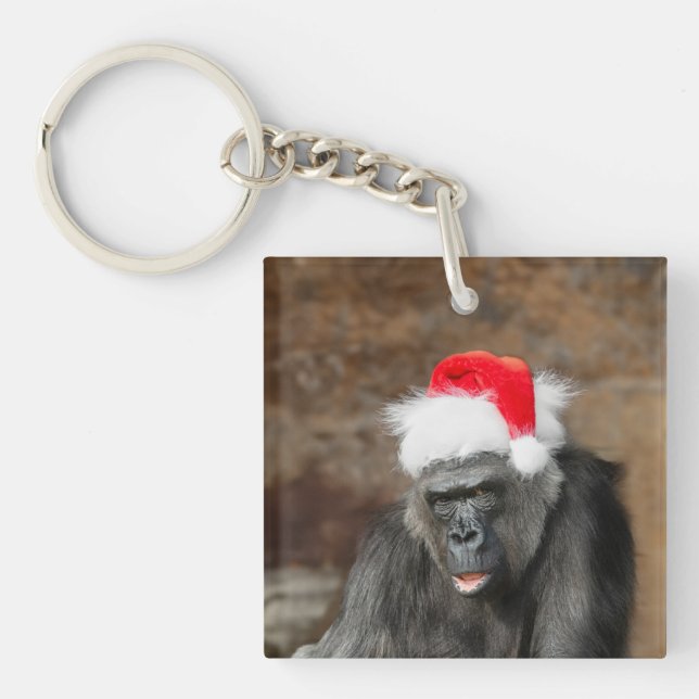 Llavero Gorilla Biddy en un Gorra de Navidades festivos (Frente)