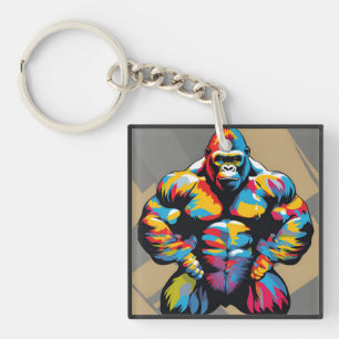 Llavero Gorilla Bodybuilder Lifter Peso Pop Art Personaliz