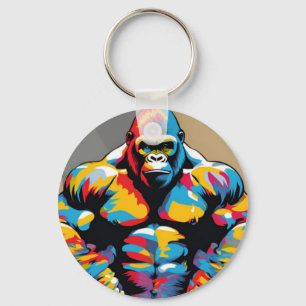 Llavero Gorilla Bodybuilder Lifter Peso Pop Art Personaliz