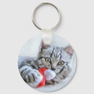 Llavero Gorra Cute Cat y Santa Claus