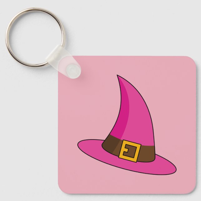 Llavero Gorra de bruja rosa (Anverso)