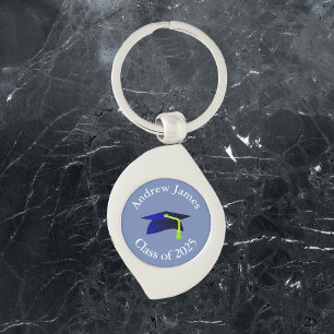 Llavero gorra de graduación azul - clase de 2027 - tu nomb