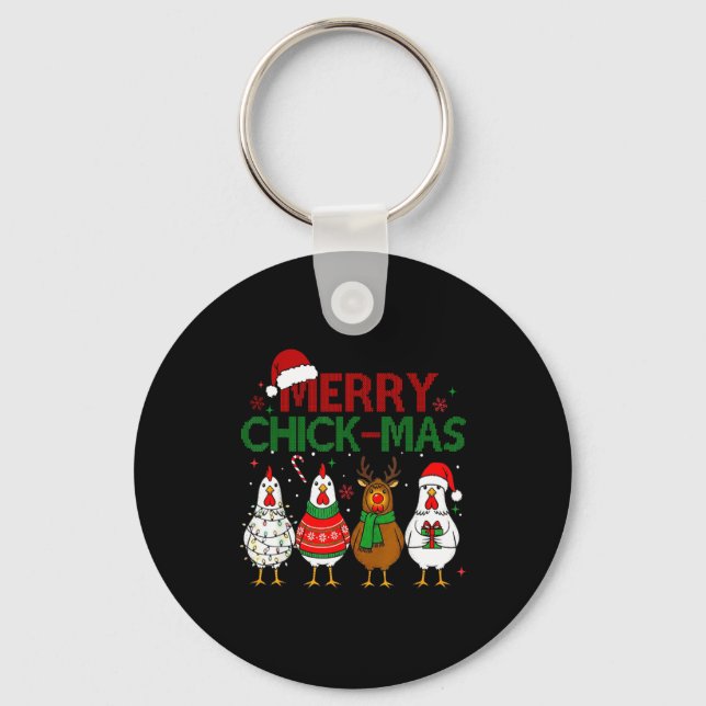 Llavero Gorra de Santa Navidad de Pollo Alegre Chickmas Xm (Anverso)