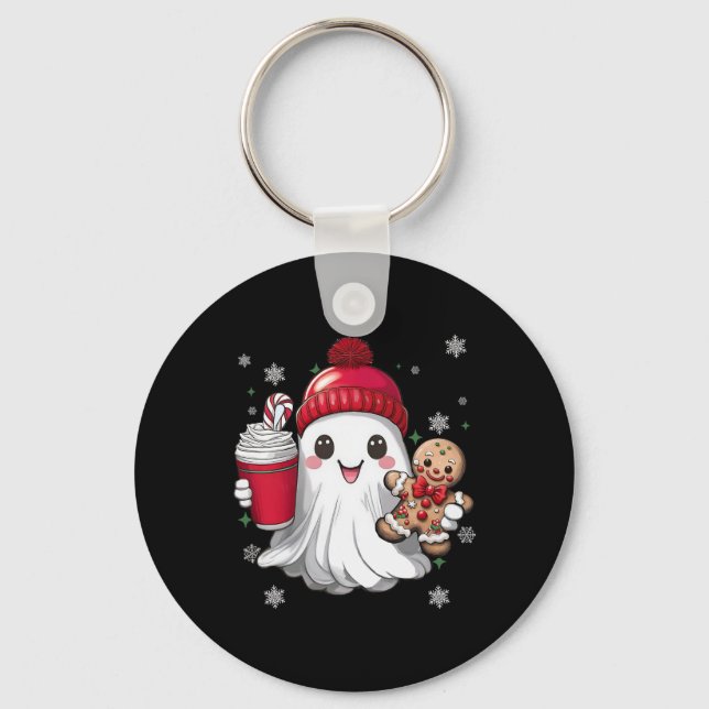 Llavero Gorra Retro Fantasma Navidad Festejo Xmas Café G (Anverso)