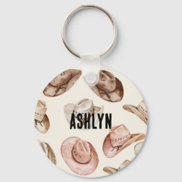 Llavero Gorras de la chica de vaca rosa marrón occidental