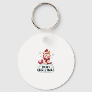 Llavero Gorrito de Navidad de unicornio lindo Camiseta de
