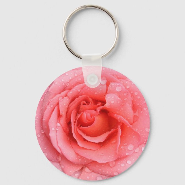Llavero Gotas de Agua de Rosa Rosa Romántica (Anverso)