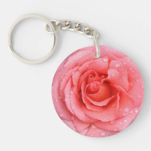 Llavero Gotas de Agua de Rosa Rosa Romántica