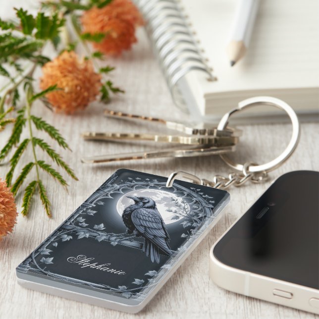 Llavero Goth Raven Moon Keychain (Frente Derecha)