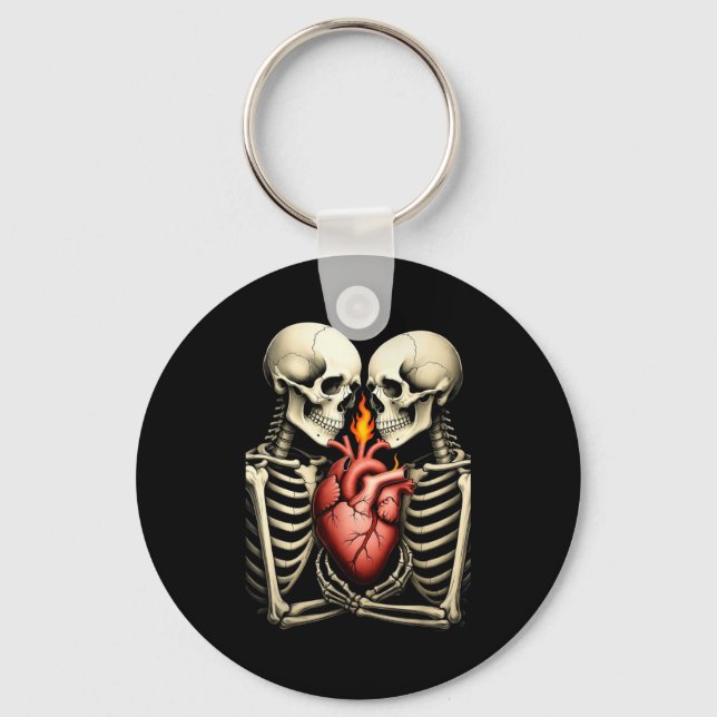 Llavero Gothic Skull Couple Flaming Heart Dark Romance Sty (Anverso)