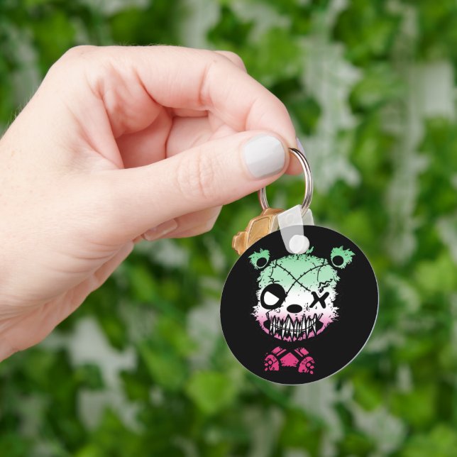 Llavero Gótico Abrosexual Orgullo Bandera Oso Colorido (Mano)