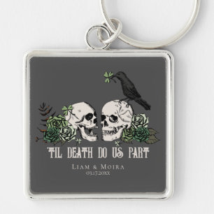 Llavero Gótico Besos hasta la Muerte Rosa Floral Calavera