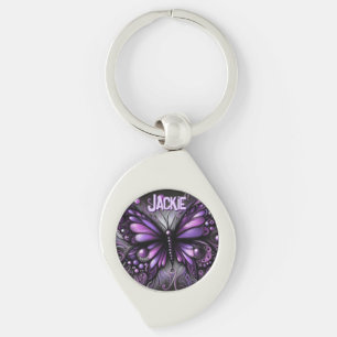 Llavero Gótico Caprichoso Mariposa Morada Personalizada