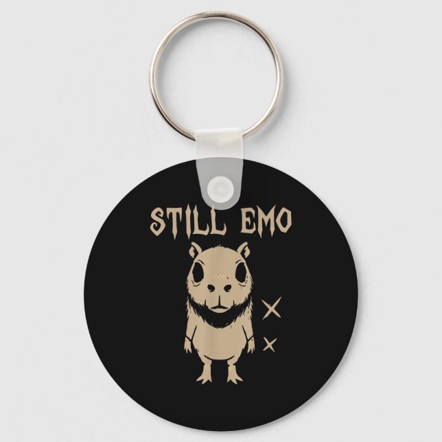 Llavero Gótico Emo Capybara Punk Emo Todavía  (Anverso)