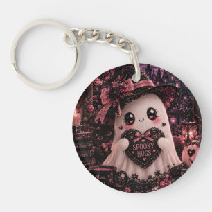 Llavero Gótico Lindo Rosa Fantasma Halloween Espeluznante