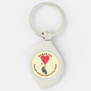 Llavero Gótico romántico y corazón rojo personalizado
