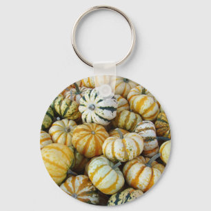 Llavero Gourdes de cosecha de otoño verde y naranja