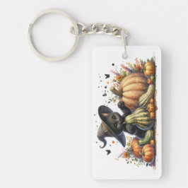 Llavero Gourds de Halloween Black Witch's Kitten W/ Pumpki