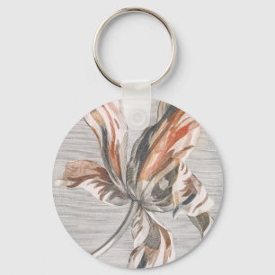 Llavero Grabado Antiguo de Flor de Tulipán Elegante a Raya
