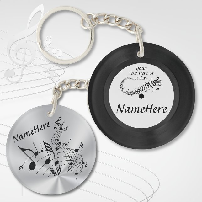 Llavero Grabar Keychain, regalos personalizados para músic (Gifts for music lovers. Musical Notes gifts. Personalised music gifts. Cheap music themed gifts. )