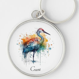 Llavero Graceful Crane: Arte acuarela, personalizado
