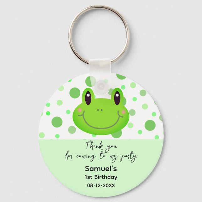 Llavero Gracias Frog Confetti Niños Fiesta de cumpleaños (Anverso)