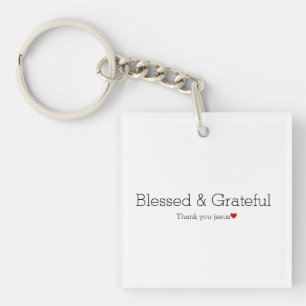 Llavero Gracias Jesús   Bendito y agradecido   Faith Heart