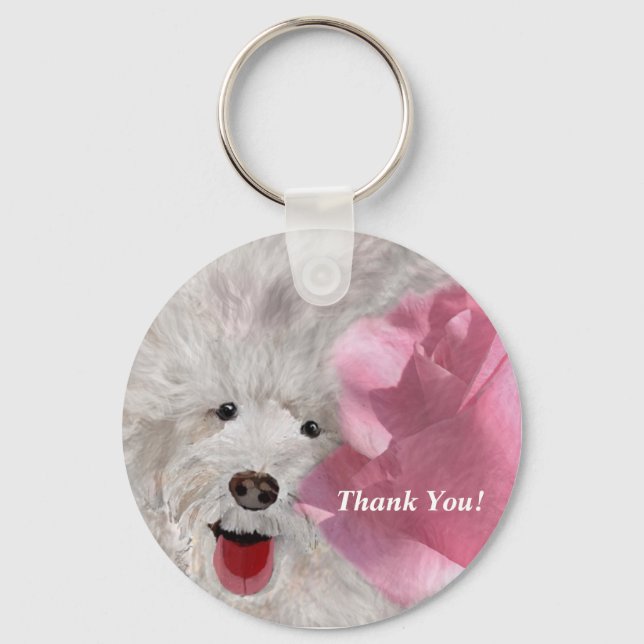 Llavero Gracias Labradoodle y Rosa (Anverso)