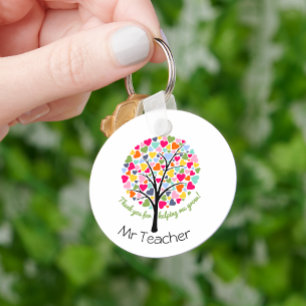 Llavero Gracias maestro corazón de árbol regalo arcoíris