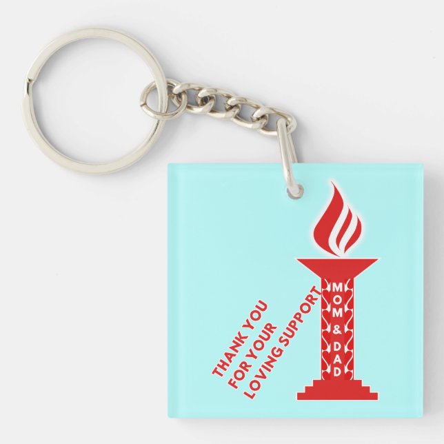 Llavero Gracias, mamá y papá, por tu amoroso apoyo (Frente)