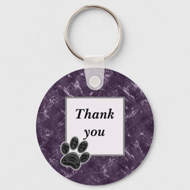 Llavero Gracias Mascota Sitter Oscuro Purple Paw Print (Anverso)
