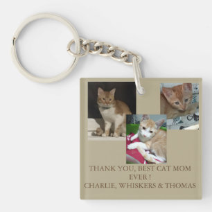 Llavero Gracias Mejor Mamá Gato Personalizar Foto Nombre