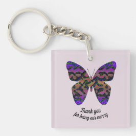 Llavero Gracias Nanny Children Care Pastel Purple Butterfl