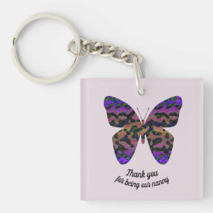 Llavero Gracias Nanny Children Care Pastel Purple Butterfl