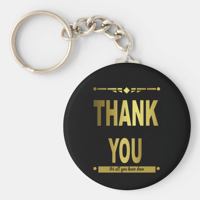 Llavero Gracias oro negro moderno (Frente)