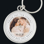 Llavero Gracias Por Venir Boda Clásico Personalizado Foto<br><div class="desc">Este diseño simple y clásico está compuesto por tipografía de la síspera y agrega una foto personalizado. "Gracias por venir" escrito en serif.</div>