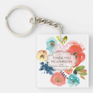 Llavero Gracias Profesor Flores Personalizadas Clave de Re
